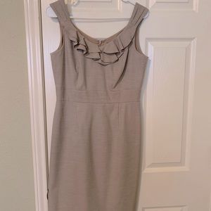 Antonio Milano Tailored dress w flattering ruffle neckline. Fitted & flattering!